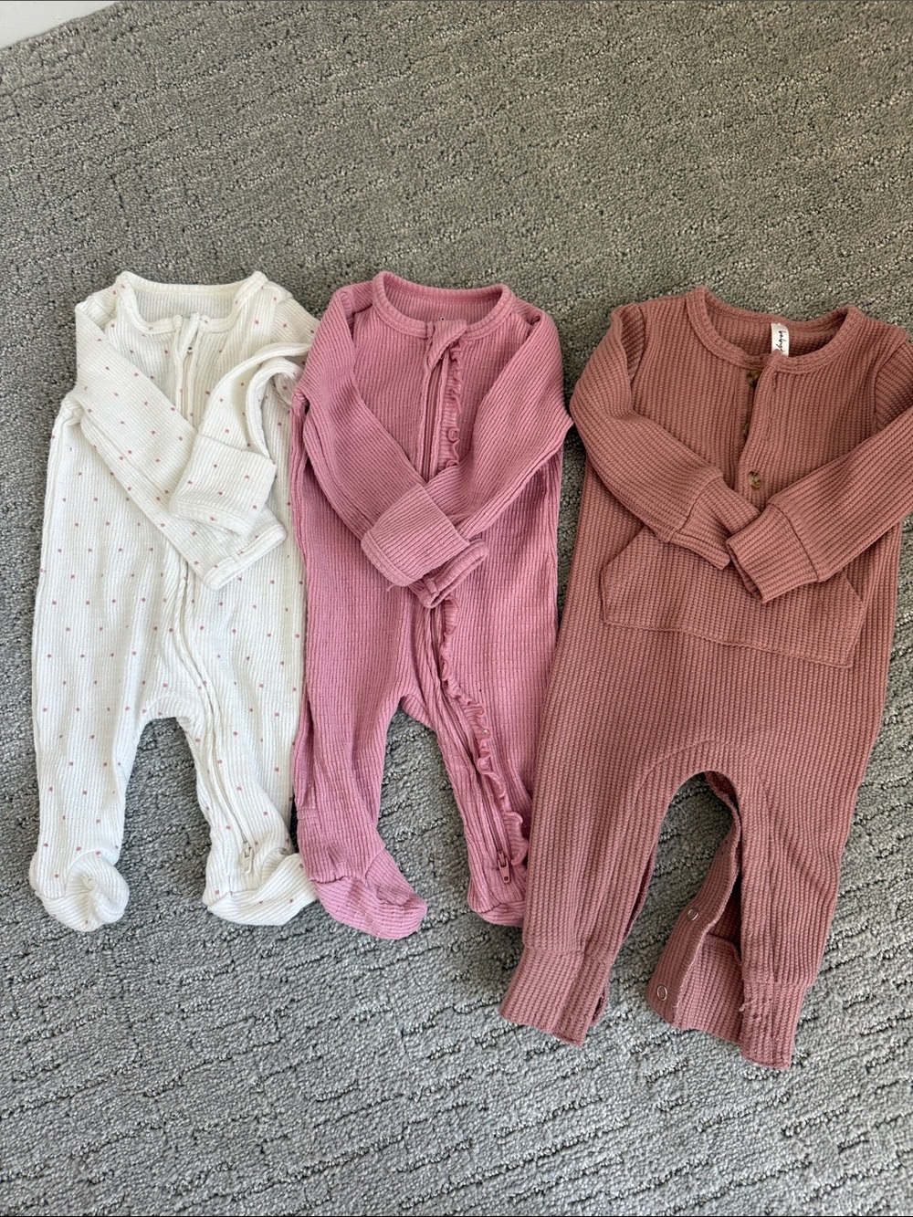 cloud island + other brand Footed One-Pieces in White, Pink, and Dusty Rose
